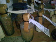 18th Century medicine bottles with period labels